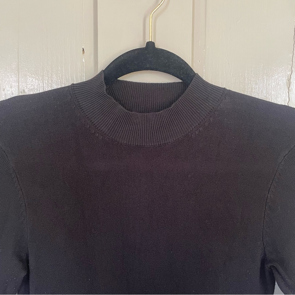 H&M Black Dress Long Sleeve Mock Neck Cute Business Casual Dark Academia NWOT - Picture 6 of 11